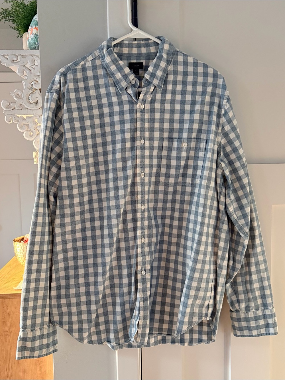 Men’s J. Crew Light Blue & White Gingham Button-Down Shirt
